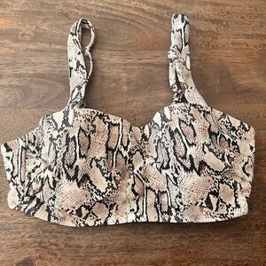 Shade & Shore Women's Square Neck Snake Print Bikini Top Size 36C